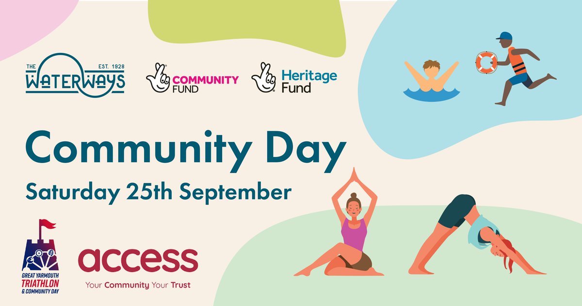 WaterwayProject's tweet image. TODAY, The Waterways will be holding a Community Day from 11:30am till 3:30pm!
🧑‍🚒 Norfolk Fire &amp;amp; Rescue Service
🧘NicolapollettYoga 
🍃 Our Environmental Rangers
🌊Gorleston Coast Watch 
@access_ourwork   
'This event is supported by the @HeritageFundUK
