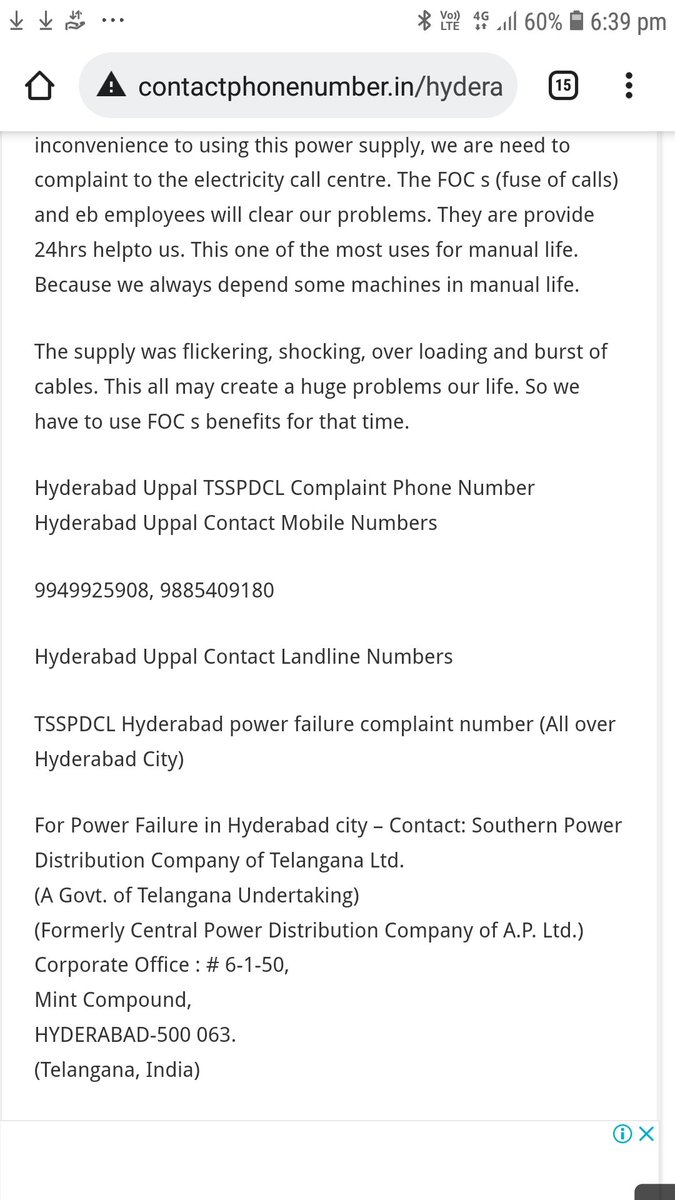 Sankeerth55's tweet photo. Uppal swaroop reddy nagar eveng onwards power fluctuations, i dont know how to contact uppal electricity officers, i think electricity is essential
Nobody responding , officials site only landline numbers, they couldn't lift after 5pm,
@KTRTRS @TsspdclCorporat https://t.co/IQ5fbrVMpy