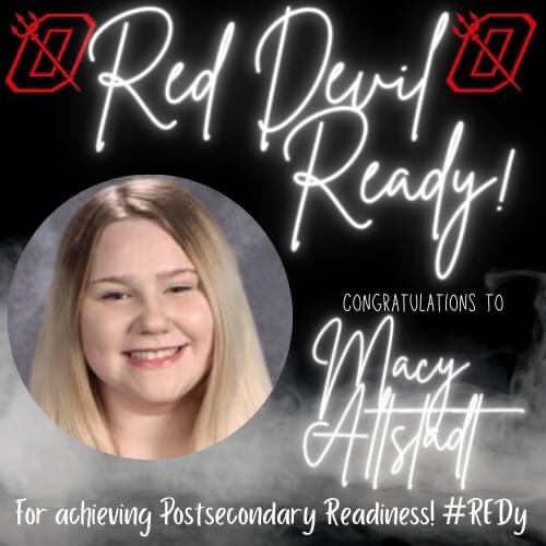 DigitalDevil1's tweet photo. Congratulations to these OHS Seniors who are #RedDevilREDy
These students have met the requirements for postsecondary readiness! #FILD https://t.co/P7ampr4U6G