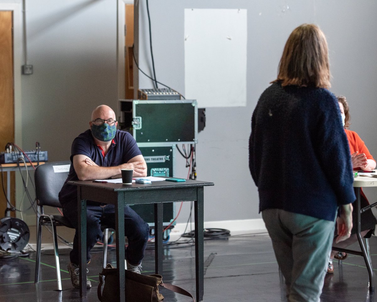 citizenstheatre's tweet photo. We popped into rehearsals for a peek at our @TronTheatre double bill coming together 👀

@MaureenBeattie2 who has appeared in a huge range of roles across stage &amp; screen, is playing Jane and her AI replacement Jayne in @ElleMcElle's #GoOn from 30 Sep 🎟 https://t.co/wYzJk04ecO https://t.co/Pt8T0atiZw