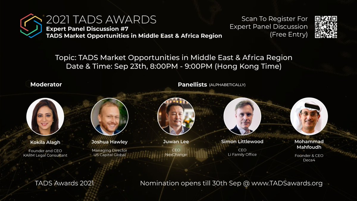 Pleased to be part of such a great event!
Join the discussion via the link below tadsawards.org 

#blockchain #nftdiscussion #coinstreet #deca4advisory #blockchainadvisory #deca4 #blockchain2021