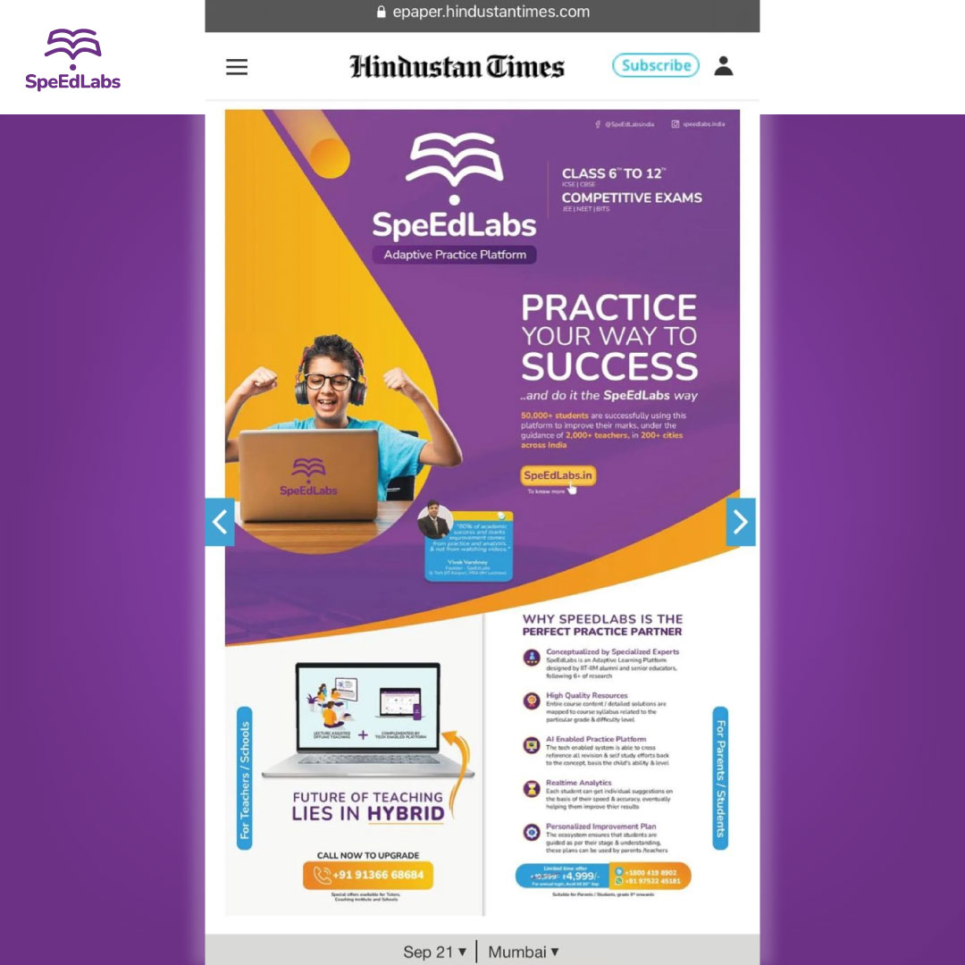 SpeedLabs_India's tweet image. Practice your way to success, and do it The SpeEdLabs Way !!

#HybridLearning #PracticePartner