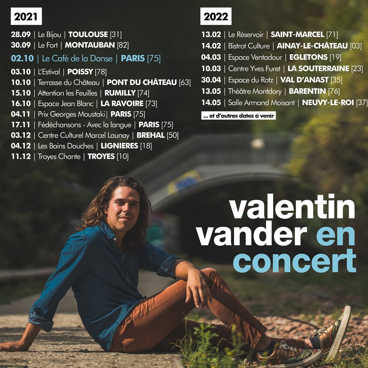 On se retrouve en concert toute cette année à travers les routes ! Et le 2 Octobre au Café de la Danse à Paris !! Dernières places dispos ici => urlr.me/2VKQk