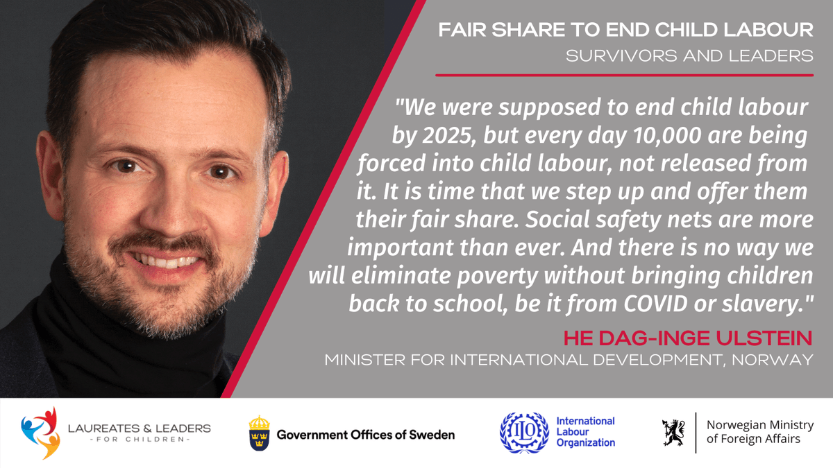 WithEveryChild's tweet photo. Thank you @dagiulstein &amp; @NorwayMFA for your international leadership in bringing #childlabour, #childslavery &amp; #socialprotection to the forefront of the global stage. #FairShareToEndChildLabour https://t.co/XqZhYXnIkX