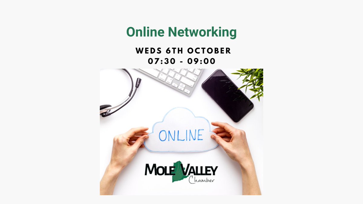 Mole Valley Chamber (@molevalleychamb) on Twitter photo Our next online networking event is open for booking. Weds 6th Oct, 730am. We look forward to seeing you there! eventbrite.co.uk/e/mole-valley-…
<a href="/SophieBays/">Dr Sophie Carr</a> <a href="/RichardExcell/">Excell Design</a> <a href="/SatNav4Business/">Jeremy Webb</a> <a href="/JackieAdamsHR/">Jackie Adams</a> <a href="/ShopSwanCentre/">Swan Centre</a>
#networking #onlinenetworking #molevalley #connections #b2b Our next online networking event is open for booking. Weds 6th Oct, 730am. We look forward to seeing you there! eventbrite.co.uk/e/mole-valley-…
<a href="/SophieBays/">Dr Sophie Carr</a> <a href="/RichardExcell/">Excell Design</a> <a href="/SatNav4Business/">Jeremy Webb</a> <a href="/JackieAdamsHR/">Jackie Adams</a> <a href="/ShopSwanCentre/">Swan Centre</a>
#networking #onlinenetworking #molevalley #connections #b2b