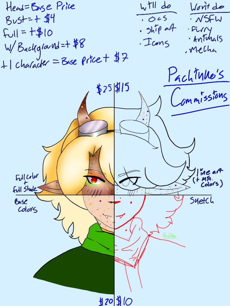 Pachink0Lessons's tweet image. (New pinned again--) 
My commission forms have been updated! All info is below :D