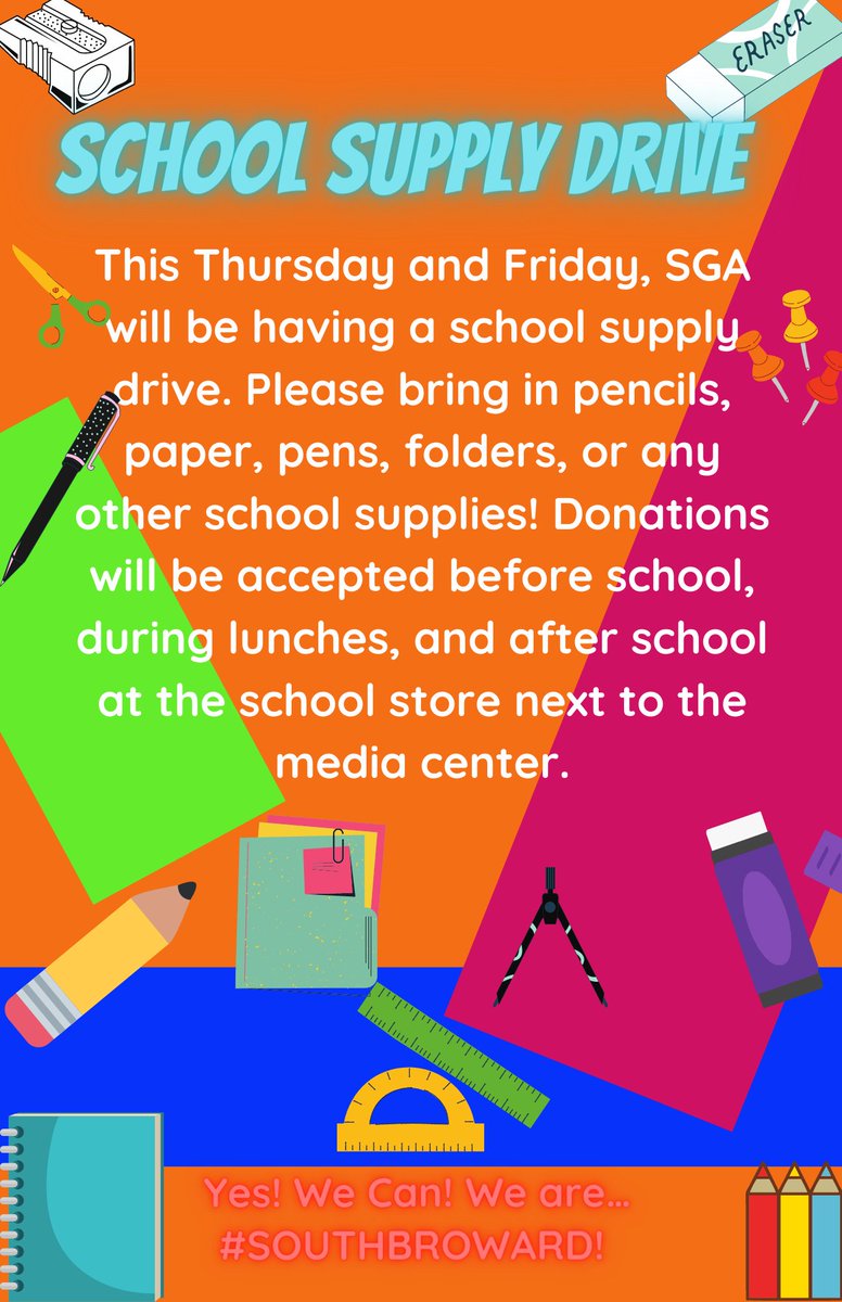 Bulldawg PTSO (@ptsosbhs) on Twitter photo @SBHSPrincipal <a href="/SbhsSga/">SGA</a> @SBHSClass_2022 <a href="/SBHSBulldogAth/">South Broward Athletics</a> <a href="/SBBulldogs/">South Broward FB</a> <a href="/sbhs_23/">South Broward High Class of '23</a> <a href="/sbhsbrowardier/">South Broward Yearbook</a> <a href="/SBHSbrace/">Ms. Greene</a>
Any ONE item you bring can make a huge difference @SBHSPrincipal <a href="/SbhsSga/">SGA</a> @SBHSClass_2022 <a href="/SBHSBulldogAth/">South Broward Athletics</a> <a href="/SBBulldogs/">South Broward FB</a> <a href="/sbhs_23/">South Broward High Class of '23</a> <a href="/sbhsbrowardier/">South Broward Yearbook</a> <a href="/SBHSbrace/">Ms. Greene</a>
Any ONE item you bring can make a huge difference