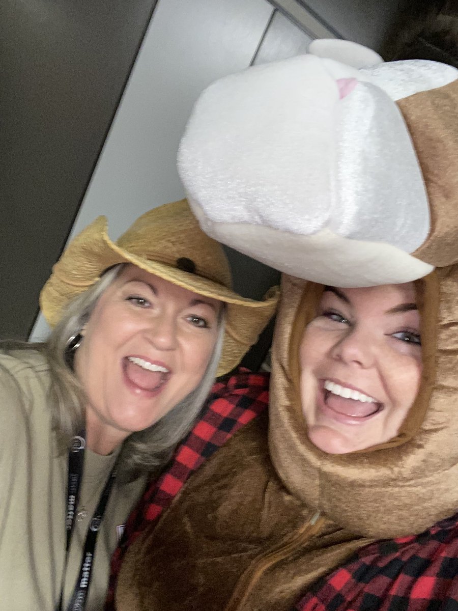 MesserEdu's tweet photo. Celebrating #CHSHOCO Western Dress Up Day with @MsGroverTweets A cowgirl and a bronco!! What a great way to start the day!! #EastUnity https://t.co/V6MvSRzOLx
