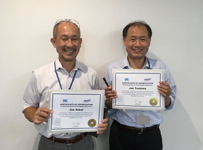 SAEITC's tweet photo. AESQ Recognizes IHI Corporation Members Jun Sakai and Jun Teshima for supporting development of the SAE AS13100™ Standard.
Learn more about AS13100: https://t.co/CDtkU0Ni5B
Follow AESQ Activities! #AESQ #AS13100 #quality #aeroengines #standards https://t.co/Ow8P7tahRX