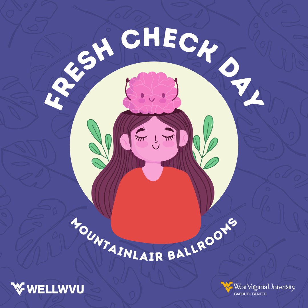 We're here to help you take care of your mental health.

Join us for Fresh Check Day tomorrow (9/23) at 3-6 p.m. in the Lair Ballrooms.

You’ll learn about the mental health resources that are available to students and ways to help a friend going through a hard time too.