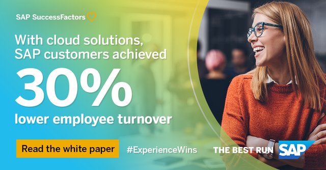 Shivkumar21's tweet photo. With cloud solutions, SAP customers achieved 30% lower employee turnover. Become the intelligent enterprise you’re always meant to be. Experience transformation with cloud-powered HR #SAPHXM #HXM @Successfactors https://t.co/tHaHZ78wYK https://t.co/T32cQ83Hfq