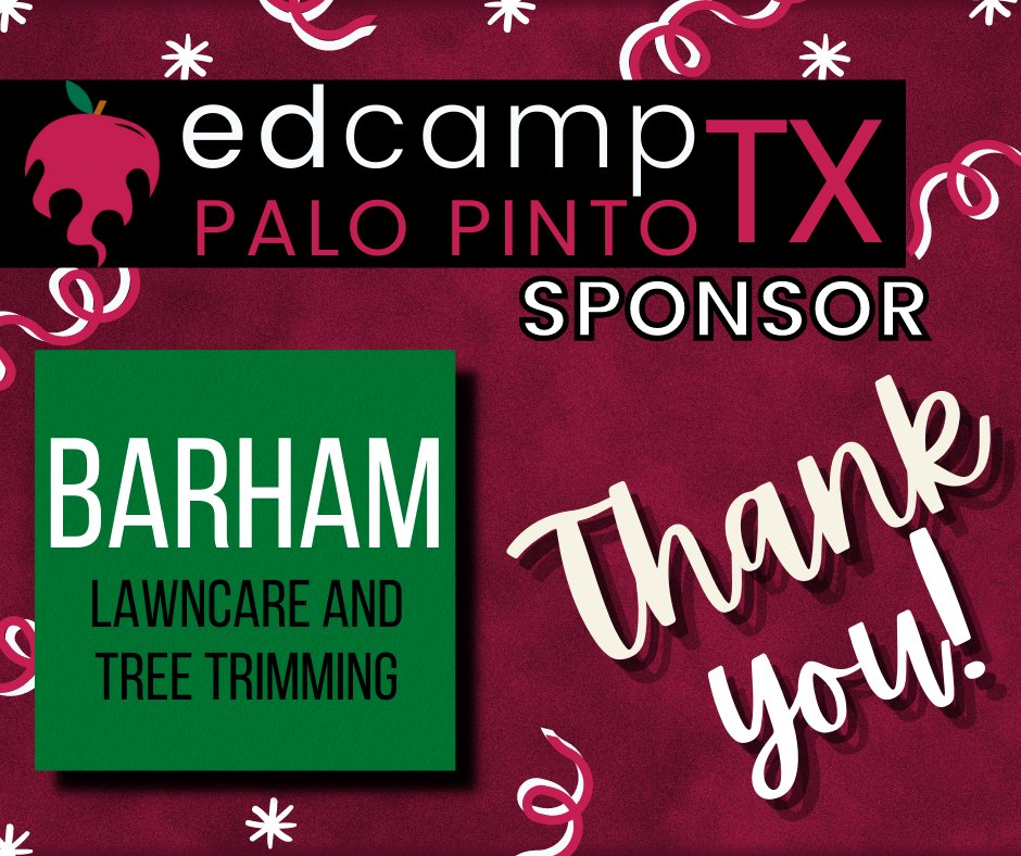 EdcampPaloPinto's tweet photo. Thank you Barham Lawncare for sponsoring door prizes for our #edcamp! https://t.co/IfH5LjUz1h
