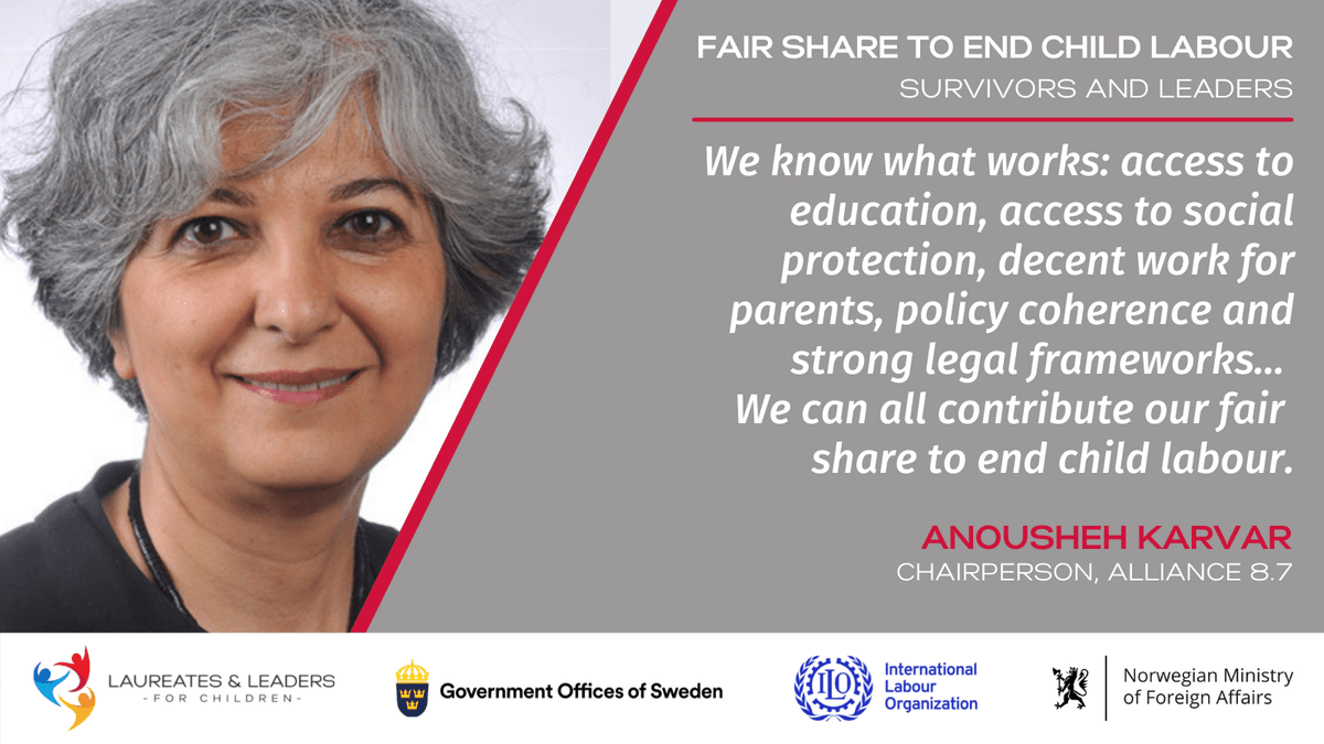 WithEveryChild's tweet photo. Thank you to @AnoushehKarvar our friends @Alliance8_7 for your frontline work to #endchildlabour - countries tackling #childlabour know well how critical #SocialProtection is. #FairShare4Children https://t.co/nDIHODtLxb