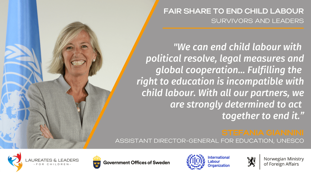 WithEveryChild's tweet photo. We will never have #education for all if we do not #endchildlabour - @UNESCO is a powerful ally in our fight for every child's right to be free, safe, &amp; educated. Thank you @SteGiannini https://t.co/KE3WewLnKX