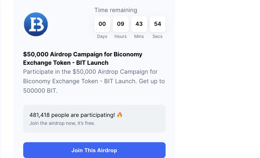 🔥🔥🔥
OMG😳

9 HOURS LEFT UNTIL THE END OF EPIC $BIT AIRDROP🚀💎🌎

💰JOIN NOW OR LOSE coinmarketcap.com/currencies/bic…

#HoldBIT #BuyBIT #BiconomyExchange #BiconomyToken #BITToken
