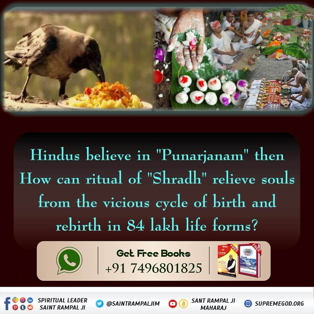 #TruthOfShraadh
Shraadh ritual is useless
A person who is alive consumes food three times a day. How can he/She be satisfied by having food once in a year? If food is kept daily on the roof, then that crow will have food daily. 
<a href="/MnshaP/">Manisha Pande</a>