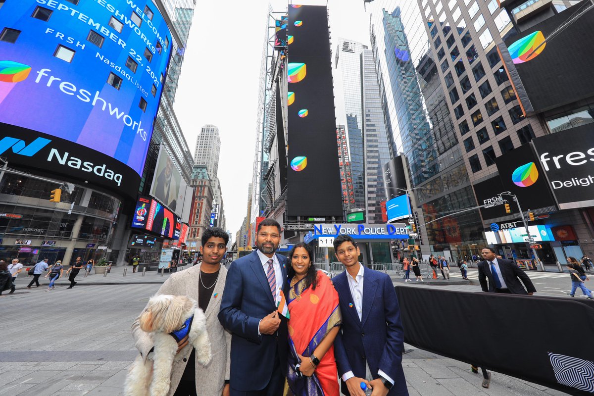 🔔 <a href="/FreshworksInc/">Freshworks Inc</a> makes it fast and easy for businesses to delight their customers and employees.
 
Today, the $FRSH team rings the <a href="/Nasdaq/">Nasdaq</a> Opening Bell in honor of their listing day. Thank you for joining us!