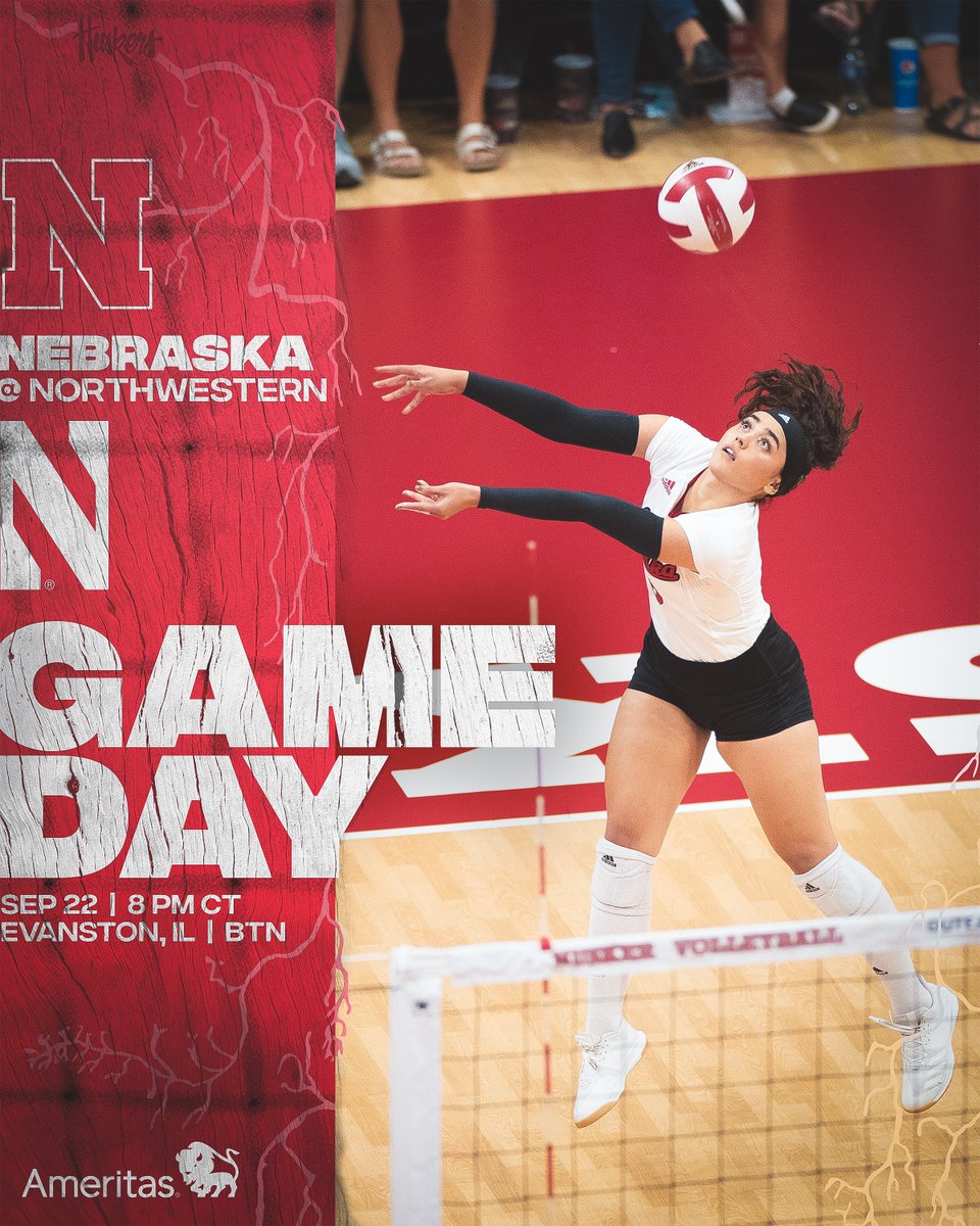 HuskerVB's tweet photo. #B1G time of year.

🆚: Northwestern
🕗: 8pm CT
📺: @BigTenNetwork
📍: Evanston, IL
📻: @HuskersRadio https://t.co/AtTGfb6092