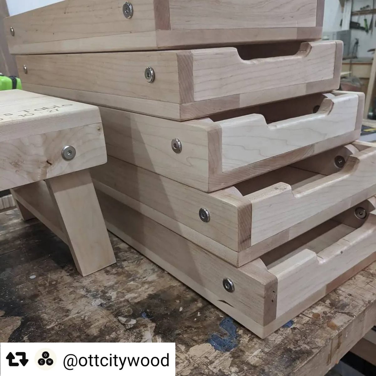 It's #WoodWednesday! How fun is this?! Happy to have our premium maple be a part of this special occasion! Cool maple laptop desks! 🎉 #wood #woodworking #custommade #bachelorparty #handmade #woodworking 

#Repost <a href="/ottcitywood/">Ottawa City Woodshop</a> 
・・・
OCW recently hosted its first bachelor party!