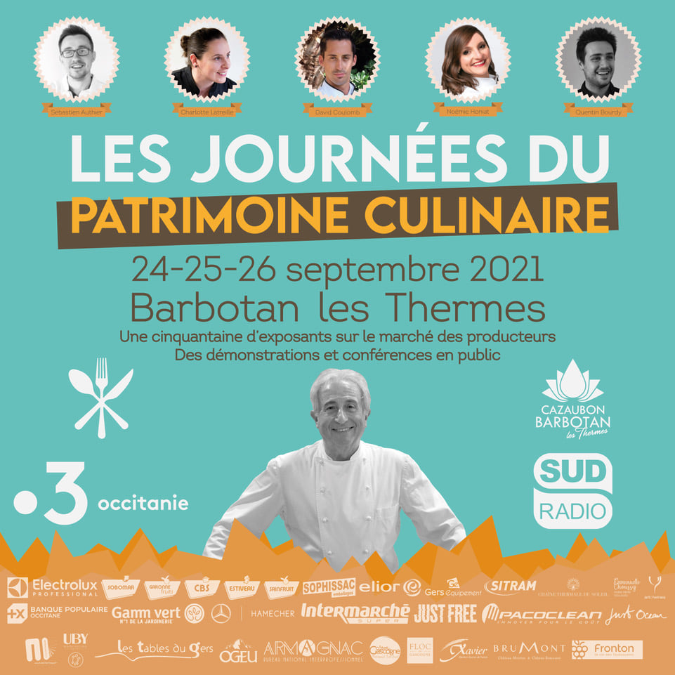Nous avons le plaisir de vous annoncer que nous serons présents à la première édition des Journées du Patrimoine Culinaire les 24, 25 et 26 septembre 2021 à Barbotan les Thermes ! 🍋 #jpc