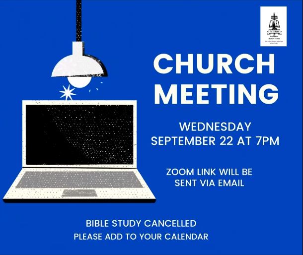 TrueTriedMBC's tweet photo. BIBLE STUDY CANCELLED TONIGHT 
due to tonight's CHURCH MEETING AT 7PM
The Zoom link was previously sent via email. https://t.co/fsrIlXJFk4