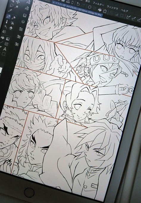 明日、放送の柱合会議に合わせて、以前アナログで描いた集合絵をデジタルで描き直そうと思ってるけど…(やっと線画まで😥)
絶対間に合わない😭💦 