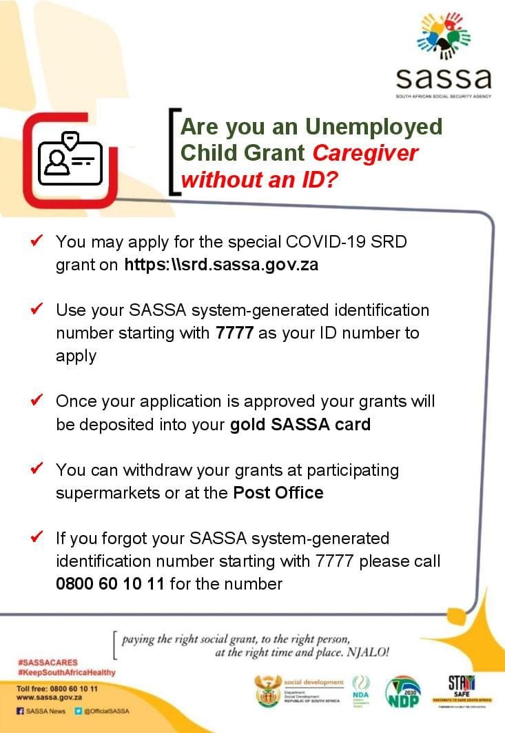 SASSA on X: &ldquo;Are you an unemployed Child Grant caregiver without 