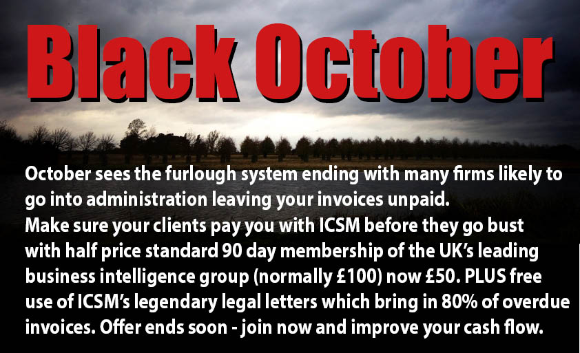 Make sure your clients pay you with ICSM before they go bust with half price standard 90 day membership of the UK’s leading business intelligence group: icsmcredit.com/news/viewpost.…