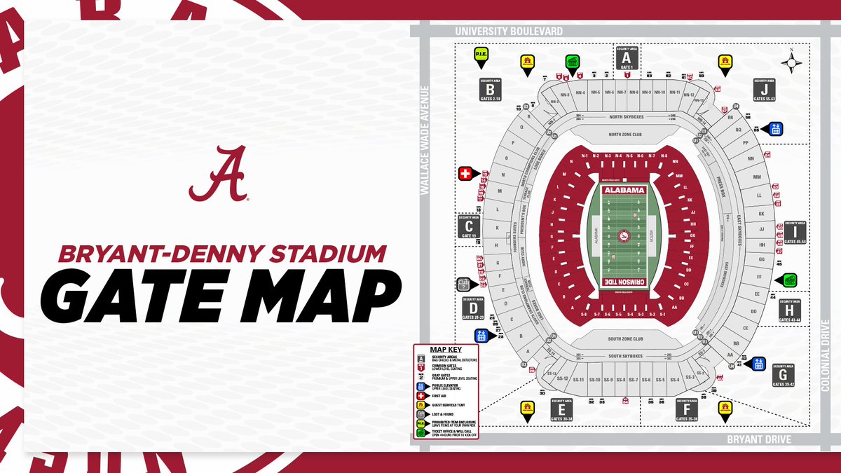 Bryant Denny Stadium Gate Map Clemmy Cassandry