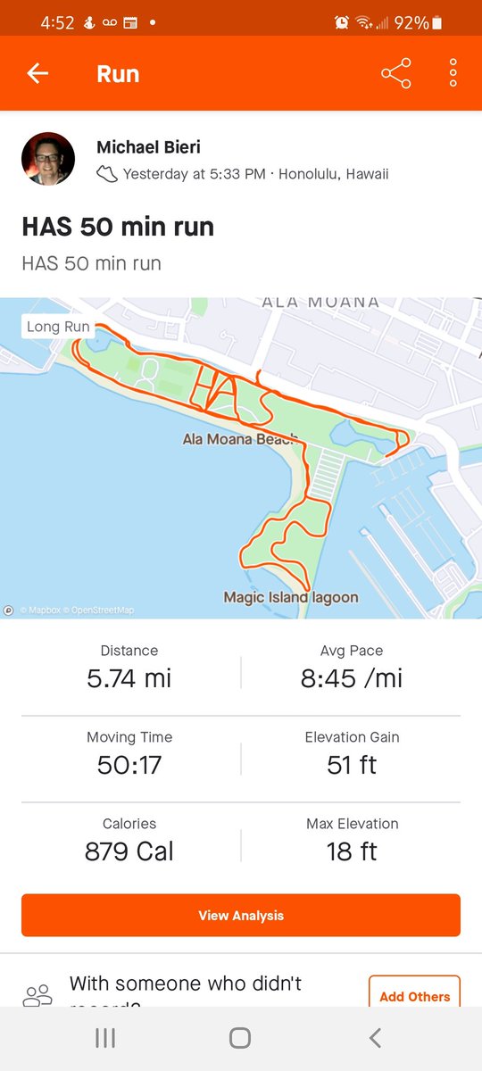 MBieri2020's tweet photo. #HAS21VirtualFunRun
From Honolulu and Queen's Medical Center. Spelling out HAS during my run was tough. https://t.co/GPajk0IrfS