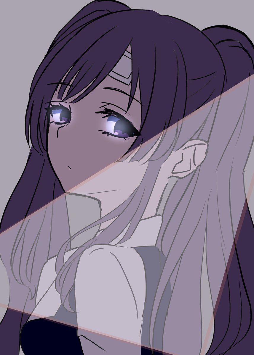 yukoku kiriko 1girl solo twintails looking at viewer bandaid purple eyes upper body  illustration images