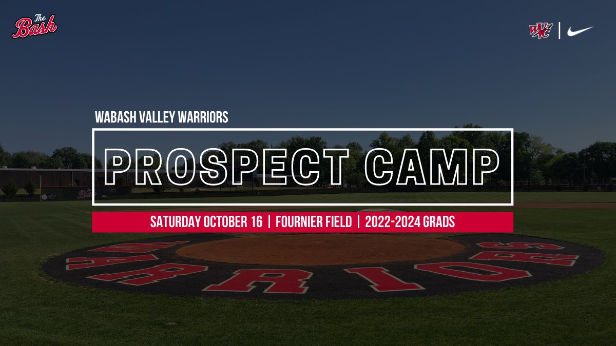 🔻Fall Prospect Camp🔻

Our Fall Prospect Camp is set for Saturday October 16th. 

Open to all 2022-2024 grads.

Register here: info.collegebaseballcamps.com/warriors/