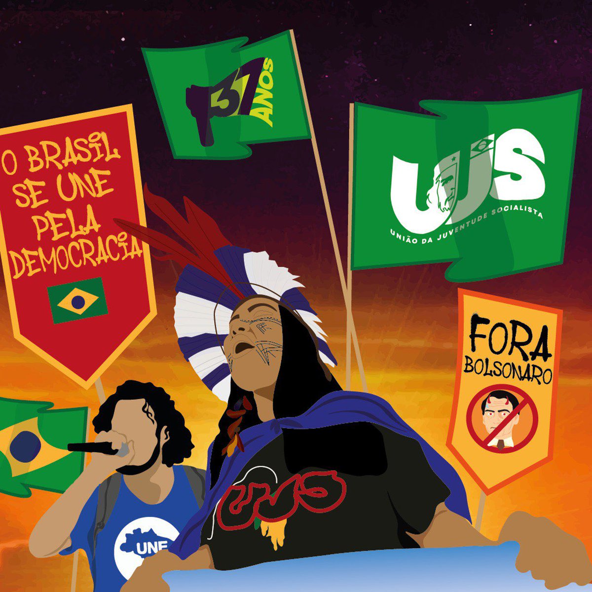 UJSBRASIL's tweet photo. Aqui, na União da Juventude Socialista, vão se encontrar as bandeiras vermelhas, verde-amarelas e os nossos anseios, nossa rebeldia, nossa solidariedade e a luta diária pelo socialismo. Não nascemos para o silêncio, nascemos para cantar e viver outra vida, melhor e mais justa. https://t.co/uTu54FMrW9