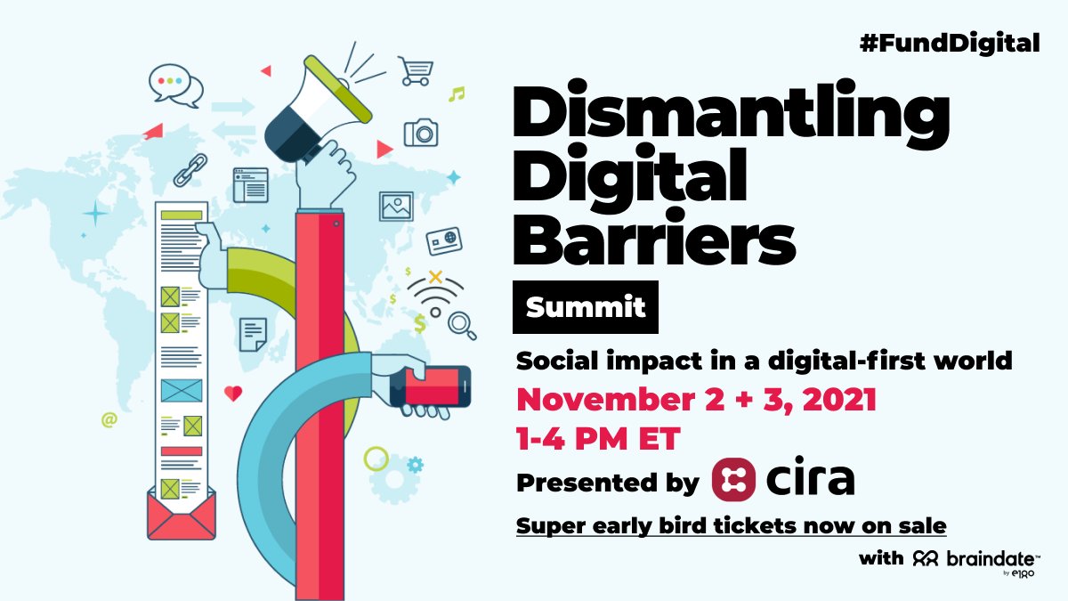 What do digital transitions look like? What works & what doesn’t? Join us on Nov 2 + 3 for the 2021 Dismantling Digital Barriers Summit! ⚠️We only have 10 super early bird tickets left at the $69 price! ⚠️ Get your ticket here 👉 bit.ly/3EbnwlX #FundDigital
