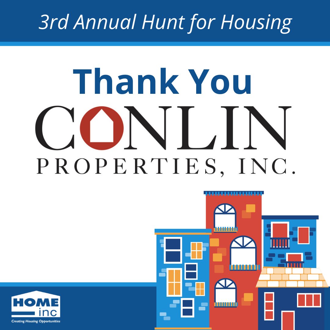 We are officially ONE month away from our annual event, Hunt for Housing! Hunt for Housing wouldn't be possible without the support of our Visionary Sponsors, including Conlin Properties. 
Sign up for Hunt for Housing today: events.handbid.com/.../3rd-annual…