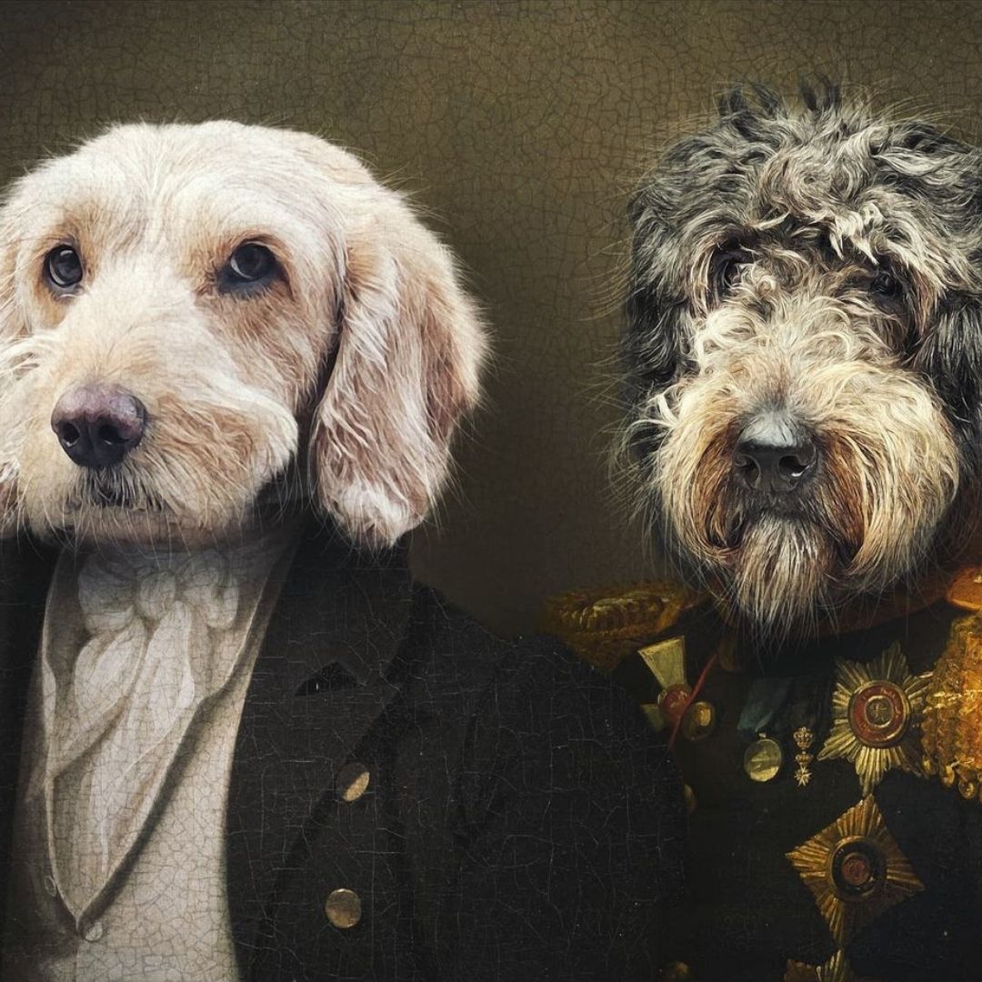 👀 It’s great to see our 'The General &amp; The Baron' custom vintage pet portrait used on this dashing duo. 🐶🐶🖼️
 
Thanks to our customer for sharing their fantastic picture with us, we really appreciate your support!🤩

📸bit.ly/3hZpFrA📸
 
#purrandmutt #giftideas