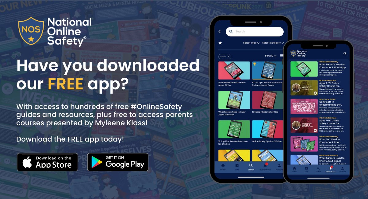 Parents and educators! 📢 Have you downloaded our FREE app yet? 📱

Join the National Online Safety community and access hundreds of free #OnlineSafety guides, covering TikTok, Whatsapp, Instagram, Snapchat and more! 🤩

Download our mobile app today >> hubs.ly/H0XWhRM0
