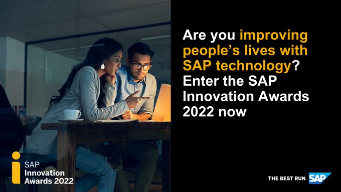 ShannonPlatz's tweet photo. Submit your entry for the #SAPInnovationAwards! It’s so exciting to see what #innovative initiatives companies are achieving through SAP products and technologies.

Submit your innovative achievement now: https://t.co/DT8vwPOrlr 

#Innovation #Innovators https://t.co/bIIXR0K8YL