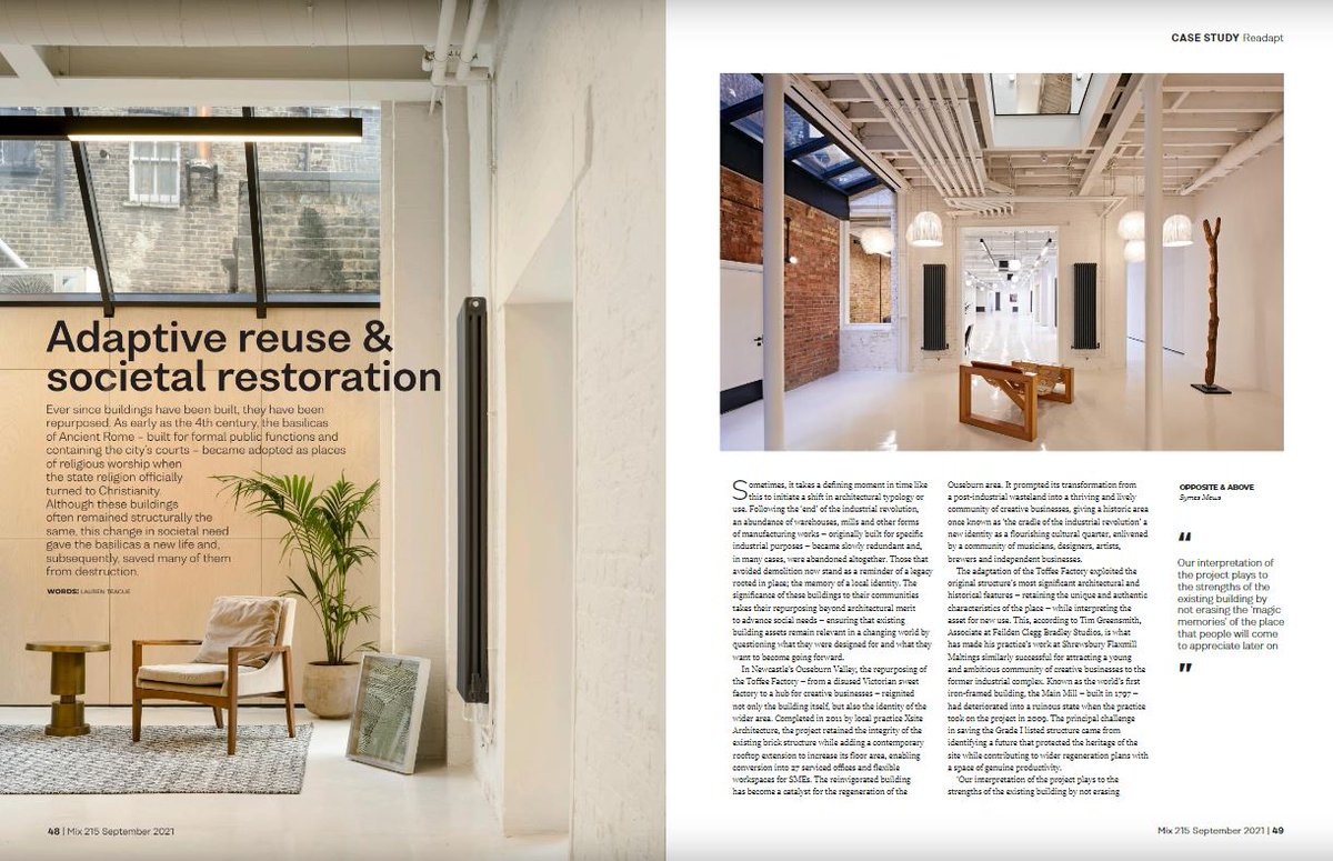 "In promoting the ‘retrofit’ of shell-and-core fit-outs, let’s remember not to ignore sense of place &amp; community embedded within these buildings – whether that’s protecting the historical value or adapting existing assets to define a new purpose" – by me🙃
issuu.com/mixinteriors/d…