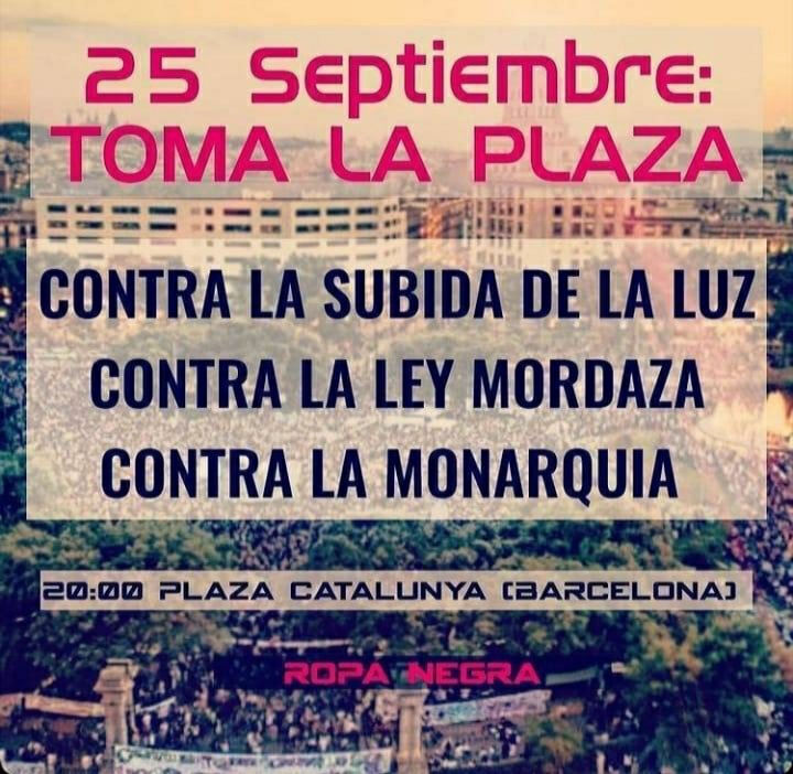 En aquestes festes, poc a celebrar i molt per lluitar! ✊
BARCELONA DESNONA 🏘️
📅23-09-2021
🕛 18.30
📍 Plaça Sant Miquel
CONTRA LA PUJADA DE LA LLUM 📈
📅25-09-2021
🕛 20h
📍 Plaça Catalunya