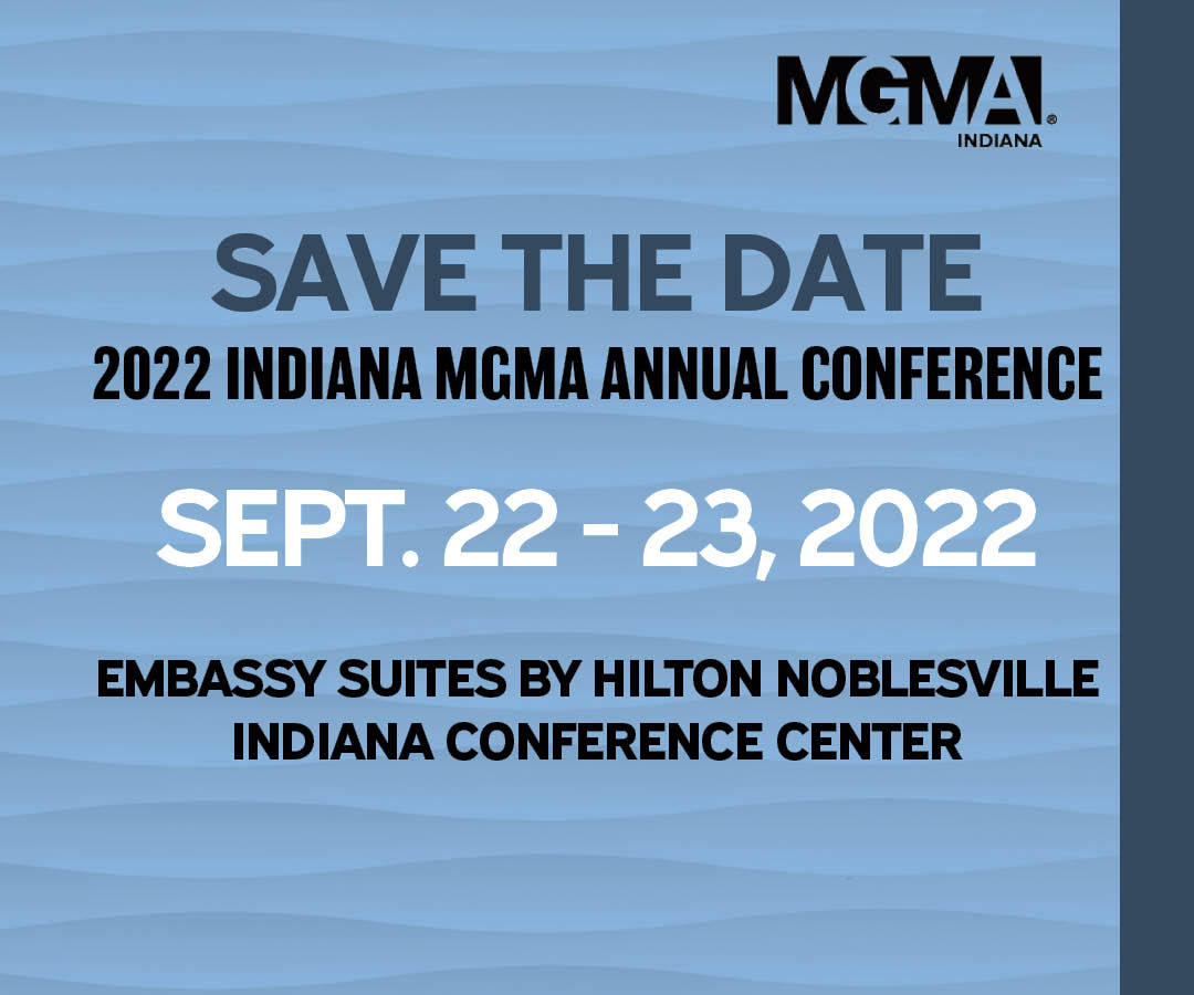 IN CASE YOU MISSED IT! The 2022 Indiana MGMA Annual Conference will take place on September 22-23 at the Embassy Suites by Hilton Hotel and Conference Center Noblesville! Looking forward to another terrific conference with you all!

 #indianamgma #imgma #healthcareadministration