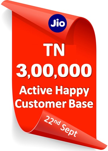 *Happy to Share, we have crossed an important mile stone of 3L Active Happy JioFiber Customer Base in TN* #JIOFIBER #JIOFIBERNET #JIOFIBERCHENNAI #JIOFIBERMADHAVARAM