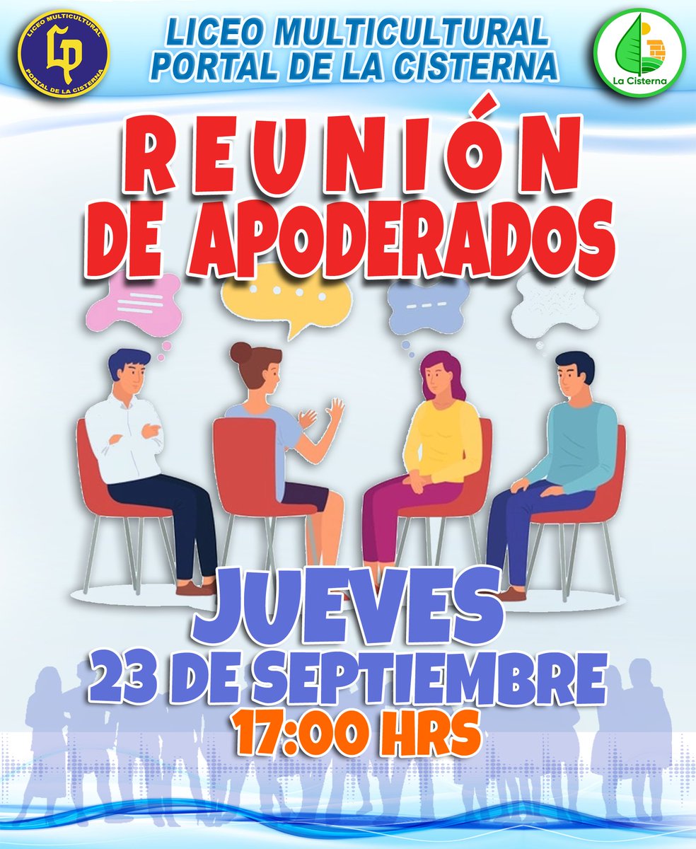 LiceoPortal's tweet photo. Estimados Apoderados:
Informamos que tendremos reunión virtual, el día Jueves  23 de Septiembre a las 17:00 hrs.– 
Tema a tratar: 
Socialización de protocolos posible retorno a clases.

Es muy importante vuestra participación

Enlace a la videollamada: 
https://t.co/jqUdYFN3hs https://t.co/9P47lnRzQP