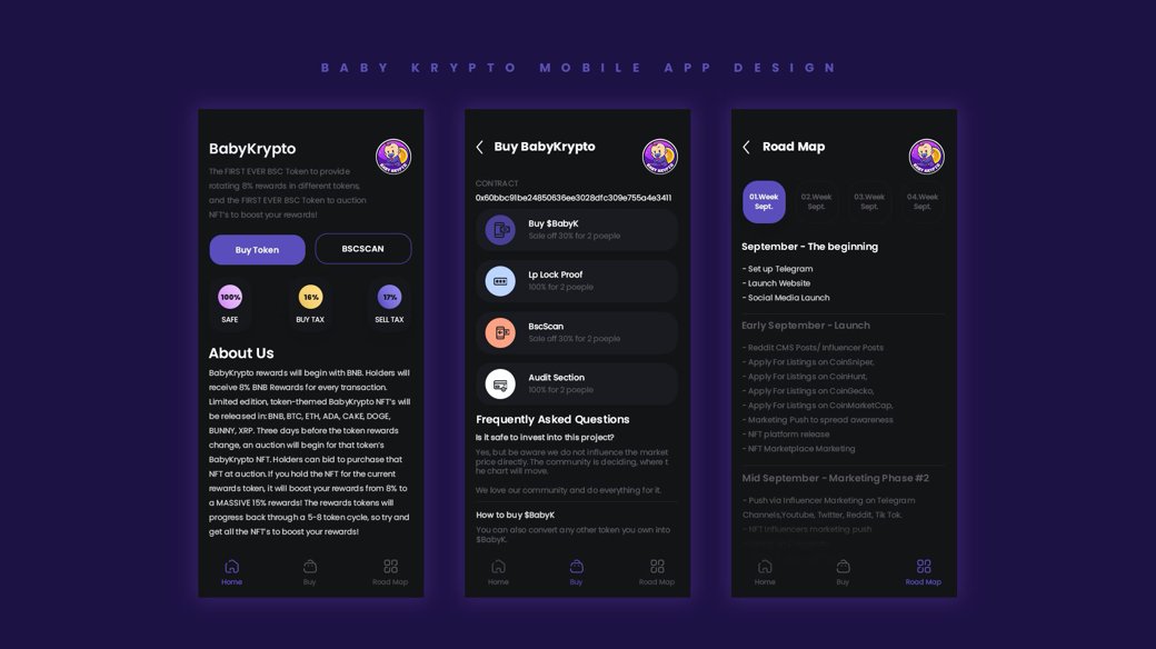 A sneak peak into our future app design 👀....

What features would you guys like to see? 

Comment your answer 💬
Like ❤️ 
Retweet ♻️

Lets goooo! 🔥

#BinanceSmartChain #BabyKryptoBSC #appdesign #sneakpeak