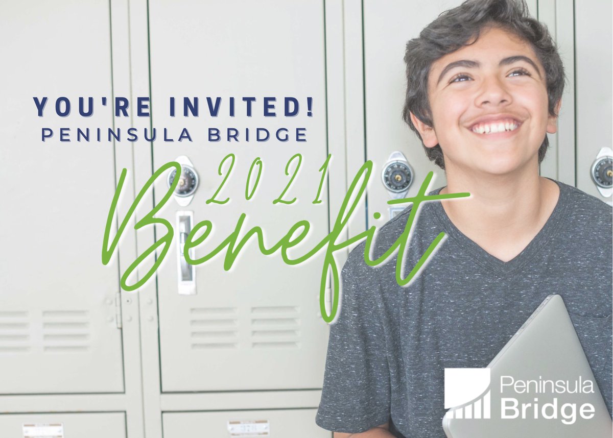 Join us for our Virtual Benefit on Thursday, October 28 at 7pm! 💫

Help us to raise critical funds, celebrate student success, and honor our outgoing Board Chair, Alan Austin, who has led our growth during his 9-year tenure.

Learn more and register at peninsulabridge.org/benefit!