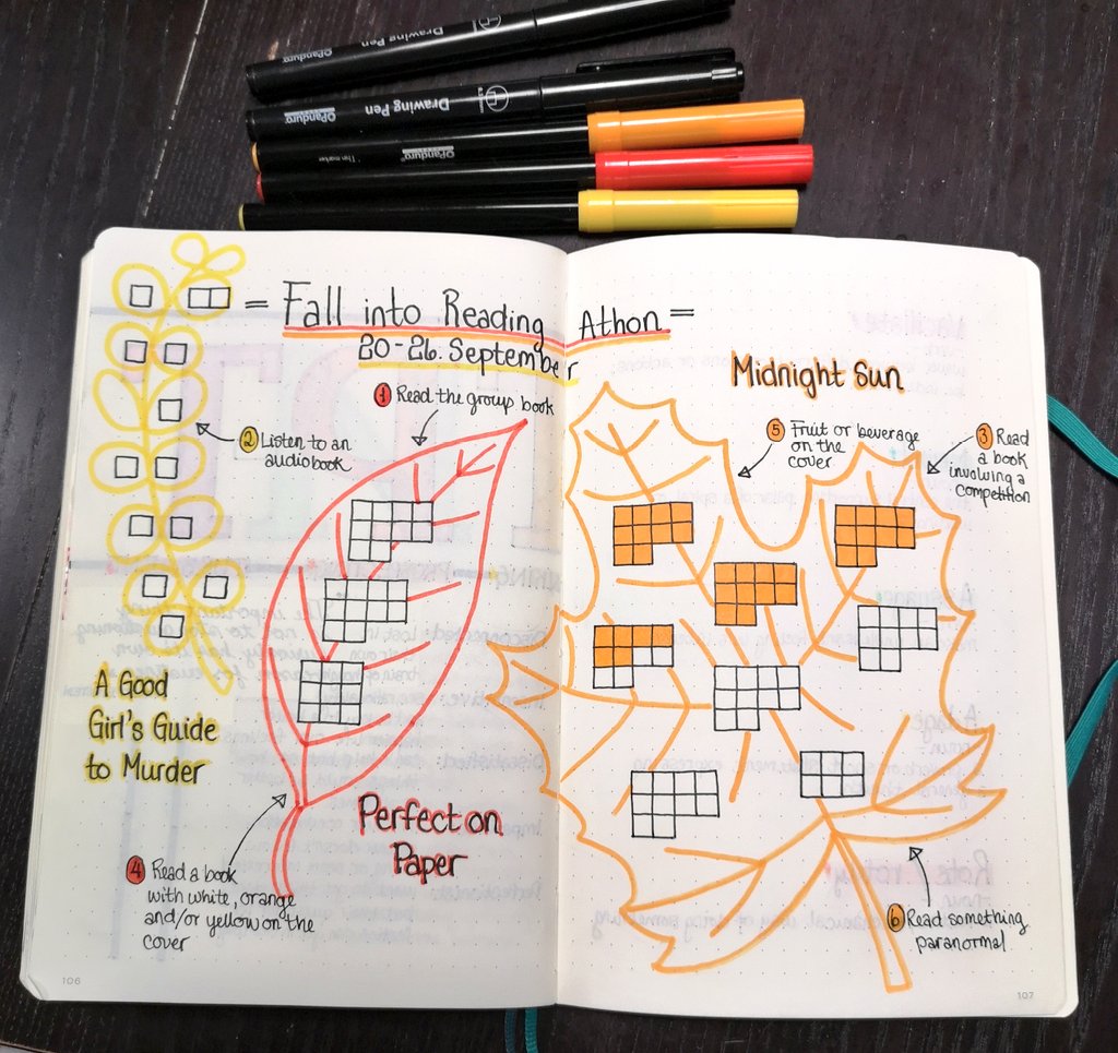 Made a really simple bujo spread for <a href="/SeasonAthon/">SeasonAthon</a>, but I'm really happy about how it turned out.