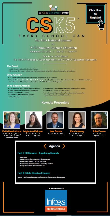 Alaska DEED (@alaskadeed) on Twitter photo TODAY AT 11: Learn how to enhance #ComputerScience in your school or district? Check out the #CSK5 summit this Thursday. It's 1 hour starting at 11 a.m. It will include an Alaska-specific breakout session with leaders from <a href="/ACSAASDN/">ACSA & ASDN</a> and DEED. #AKLearns us06web.zoom.us/webinar/regist… TODAY AT 11: Learn how to enhance #ComputerScience in your school or district? Check out the #CSK5 summit this Thursday. It's 1 hour starting at 11 a.m. It will include an Alaska-specific breakout session with leaders from <a href="/ACSAASDN/">ACSA & ASDN</a> and DEED. #AKLearns us06web.zoom.us/webinar/regist…