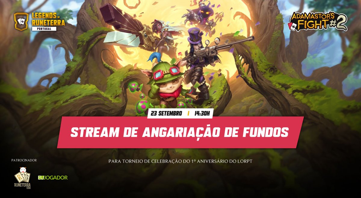 RuneterraPT's tweet image. Iremos organizar uma stream de angariação de fundos para o Adamastor's Fight! Contará com a presença de @iamsaturn0, @OneRingWraith, @CarlosSaraiva17, @Pespscola1 e muitas outras surpresas 👀

🔴 Podem ver em: twitch.tv/legendsportugal