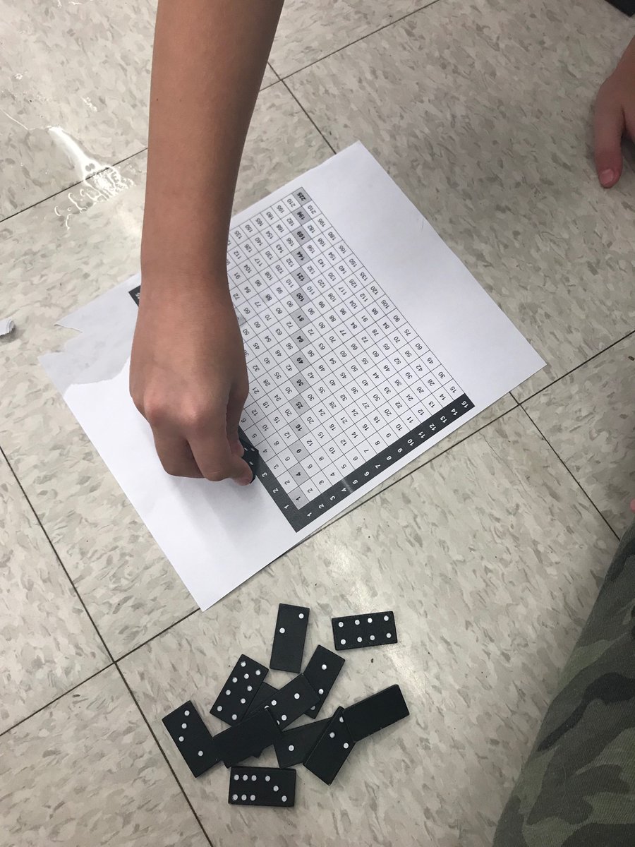Students enjoyed using multiplication chart with dominoes game today in grade 4/5 <a href="/qebelleville/">QEBelleville</a> <a href="/HPEschools/">Hast. and Pr. Ed.DSB</a> #handsonlearning  #Math