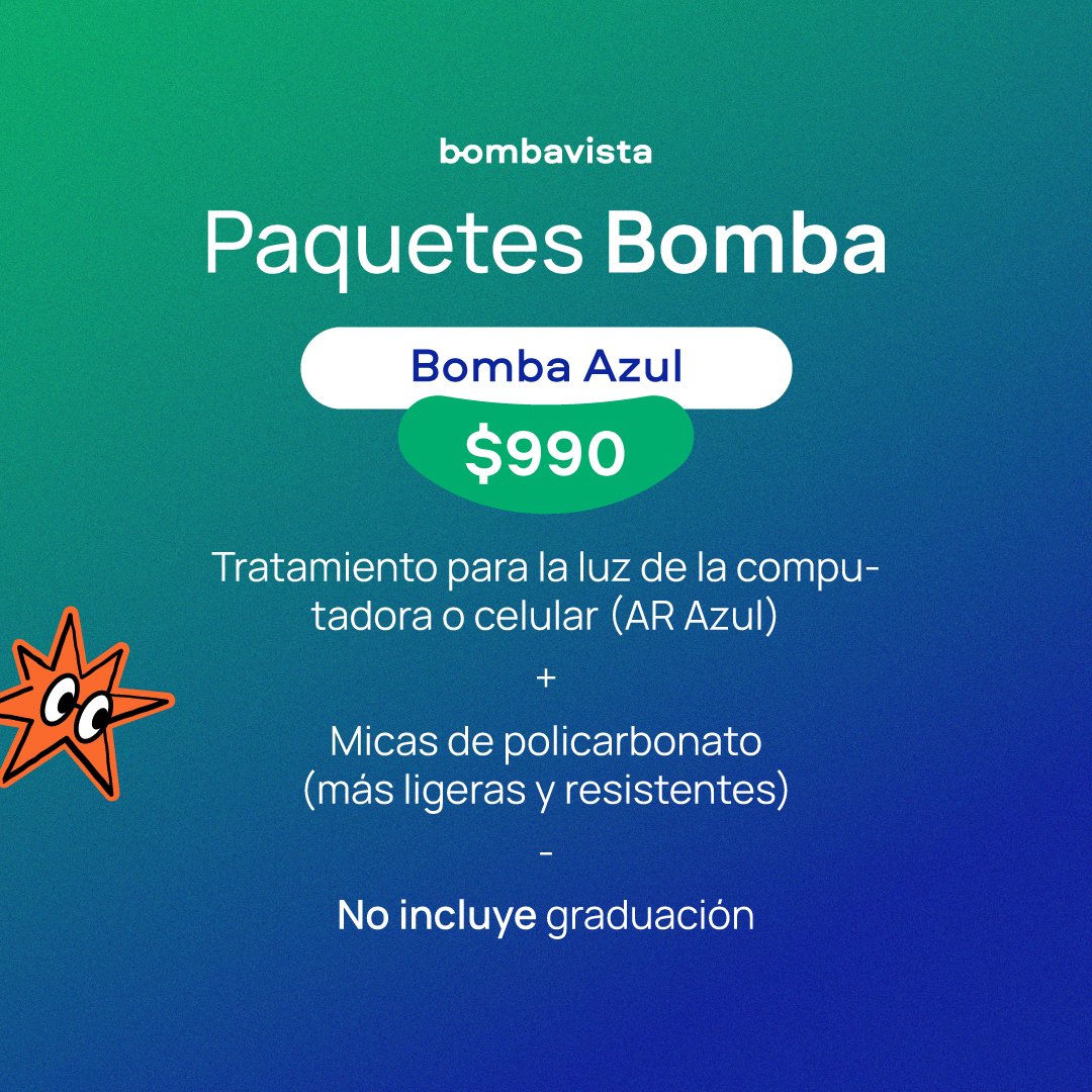 ¡Nos adaptamos a tus necesidades!😉Compra tus lentes en nuestra tienda ubicada en Forum Buenavista o directamente en nuestra página. ➡️bombavista.mx